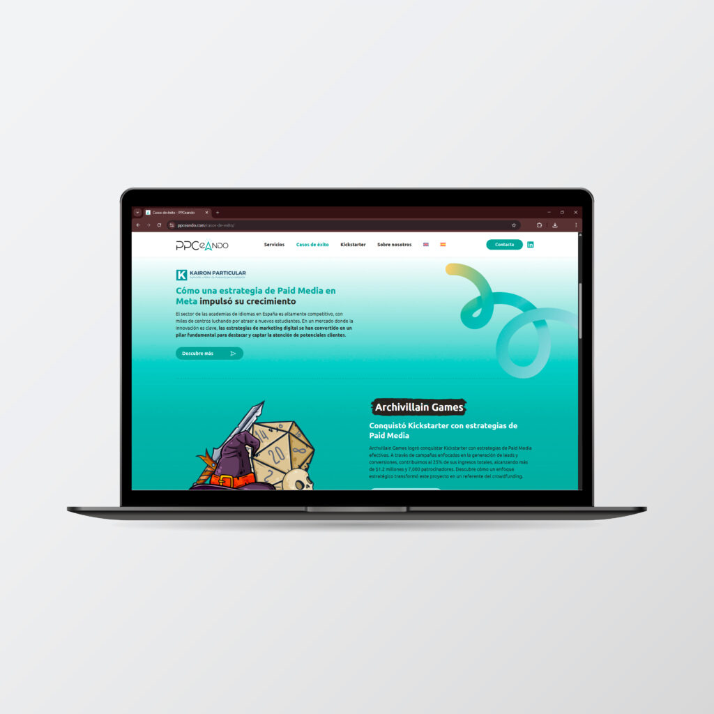 mockup ordenador de web PPCeando, agencia de marketing digital
