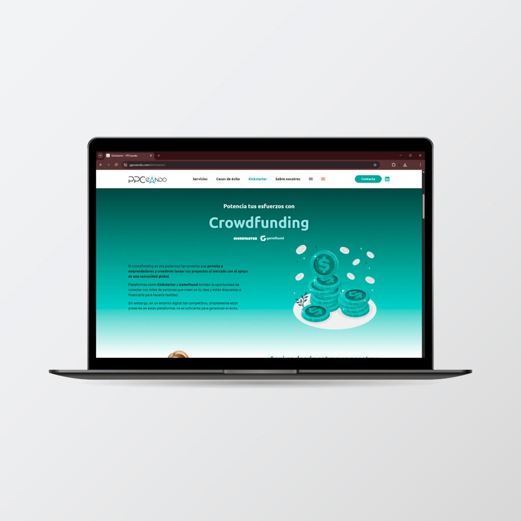 mockup ordenador de web PPCeando, agencia de marketing digital