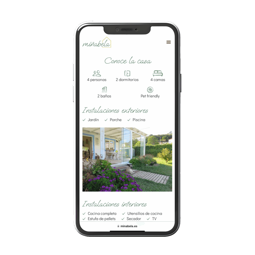 mockup movil para diseño de web casa rural