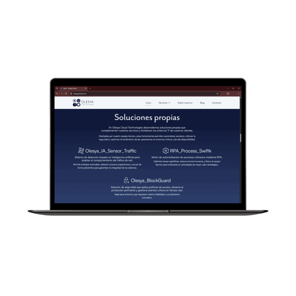 Diseño web para empresa tecnológica