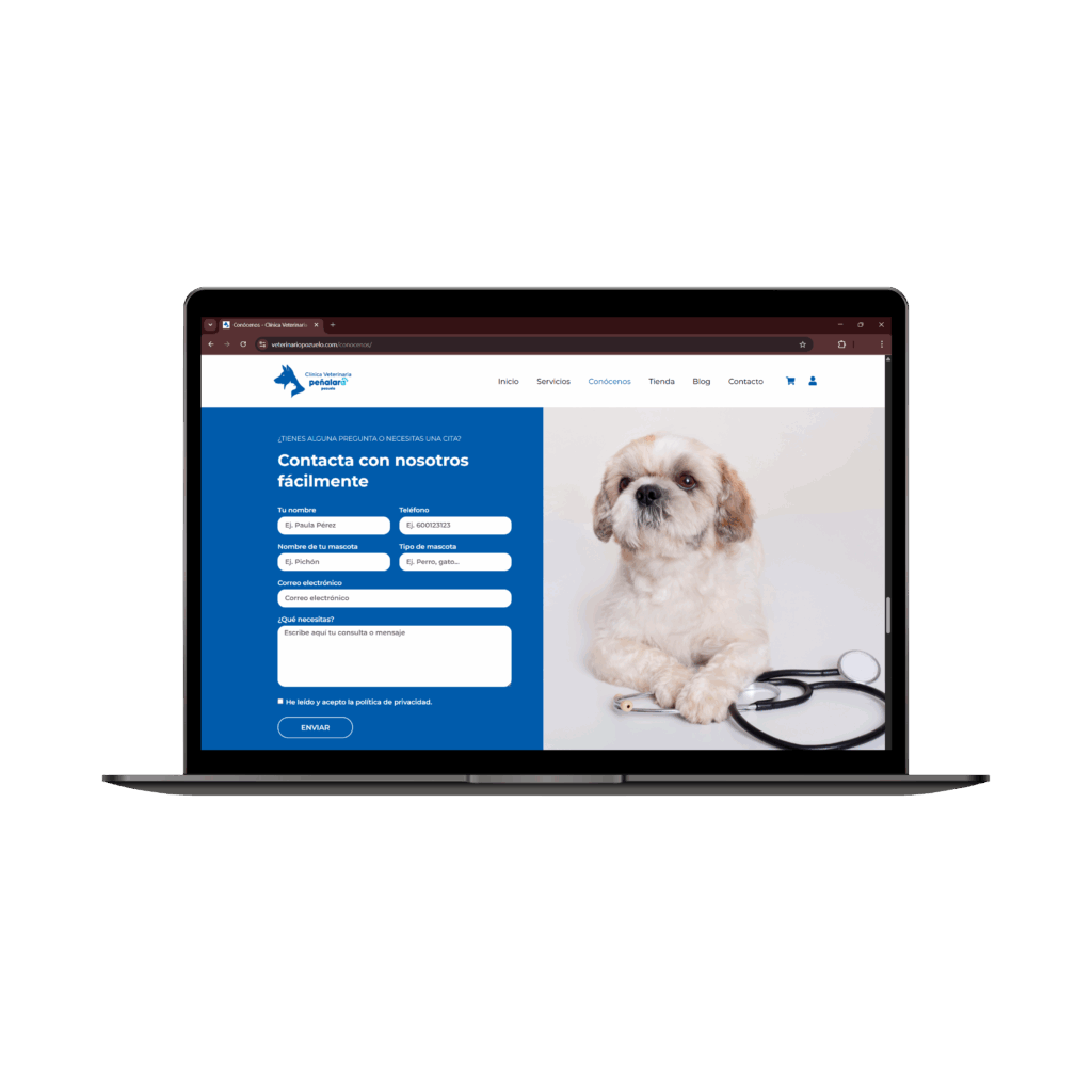 rediseño web para una clínica veterinaria
